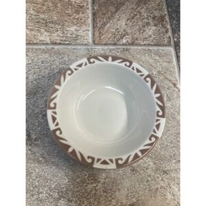 Syracuse China Bowl Brown Geometric Rim White Ceramic Soup Cereal Dish